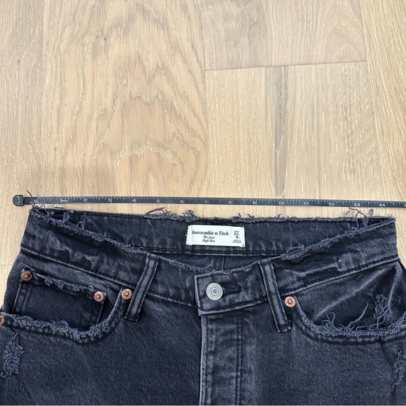 Abercrombie and Fitch The Dad High Rise Distressed Black Straight Leg Jeans 27 - Picture 15 of 16
